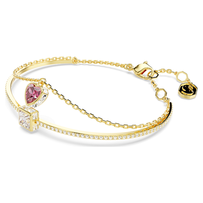 swarovski chroma bangle  heart  red  gold tone plated