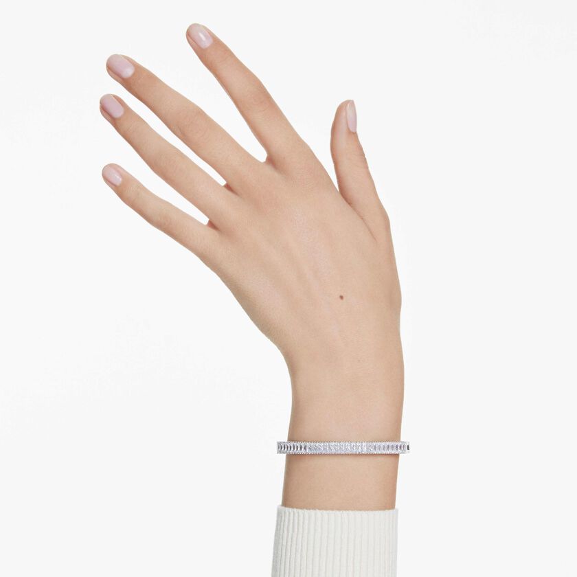 swarovski matrix bangle  baguette cut  white  rhodium plated