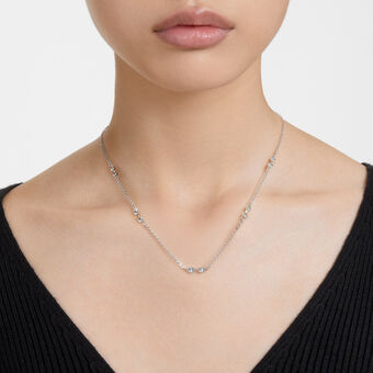 swarovski remix necklace  round cut  white  gold tone plated