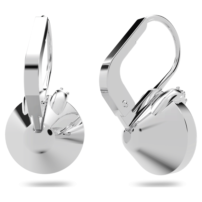 swarovski bella v drop earrings  round cut  white  rhodium plated