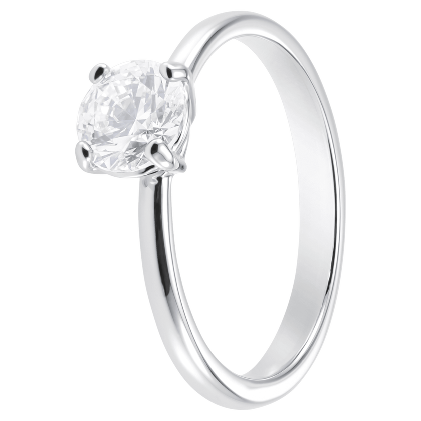 swarovski attract round ring  white  rhodium plating
