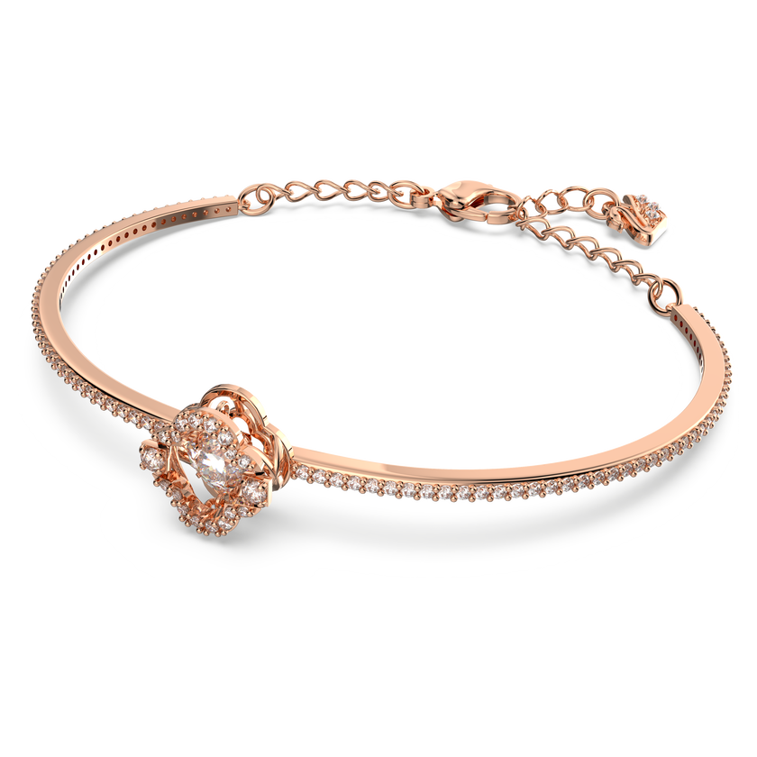 swarovski sparkling dance bangle  clover  white  rose gold tone plated