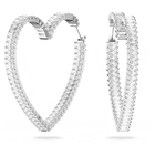 swarovski matrix hoop earrings heart large white rhodium plated
