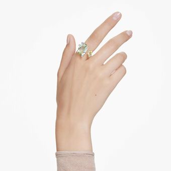 swarovski gema open ring  mixed cuts  multicolored  gold tone plated