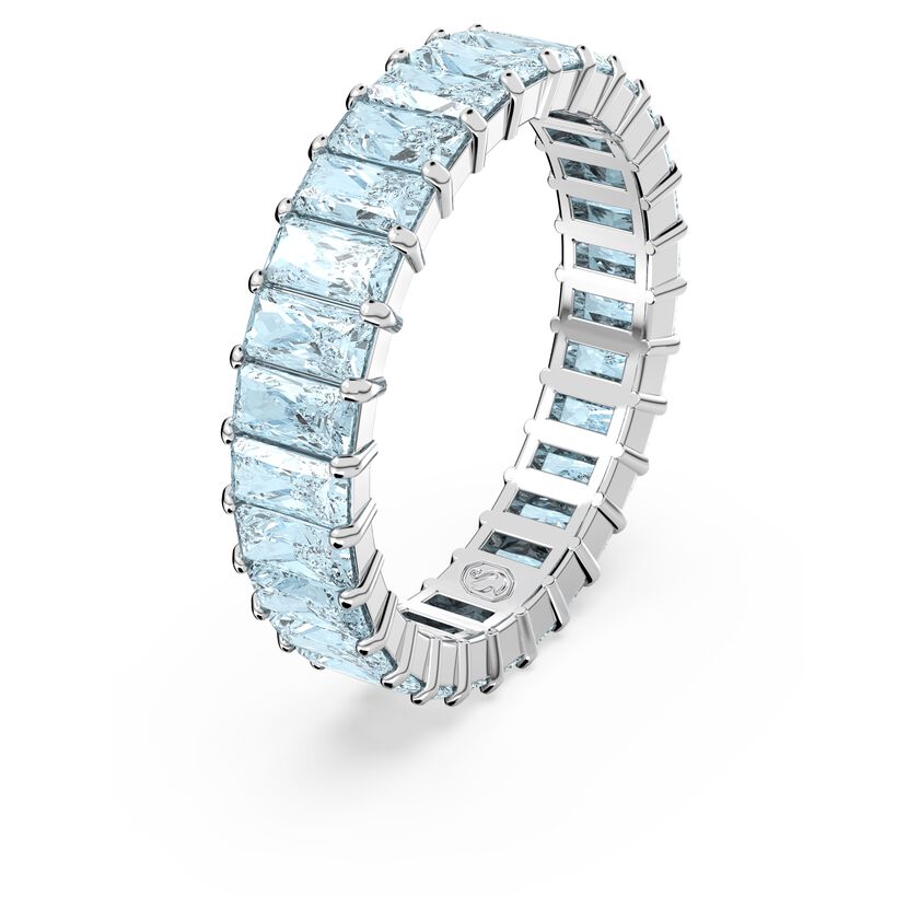 Buy Swarovski Matrix ring, Baguette cut, Blue, Rhodium plated