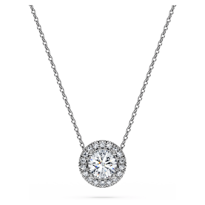 swarovski eternity halo solitaire pendant  lab grown diamonds 0 59 ct tw  round shape  18k white gold