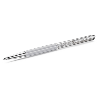 swarovski crystalline silk ballpoint pen  white  white lacquered  chrome plated