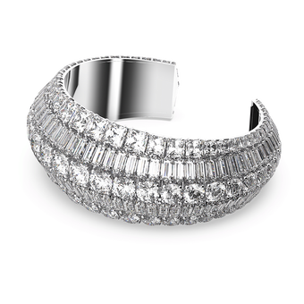 Hyperbola Cuff, Large, White, Rhodium plated swarovski hyperbola cuff  large  white  rhodium plated