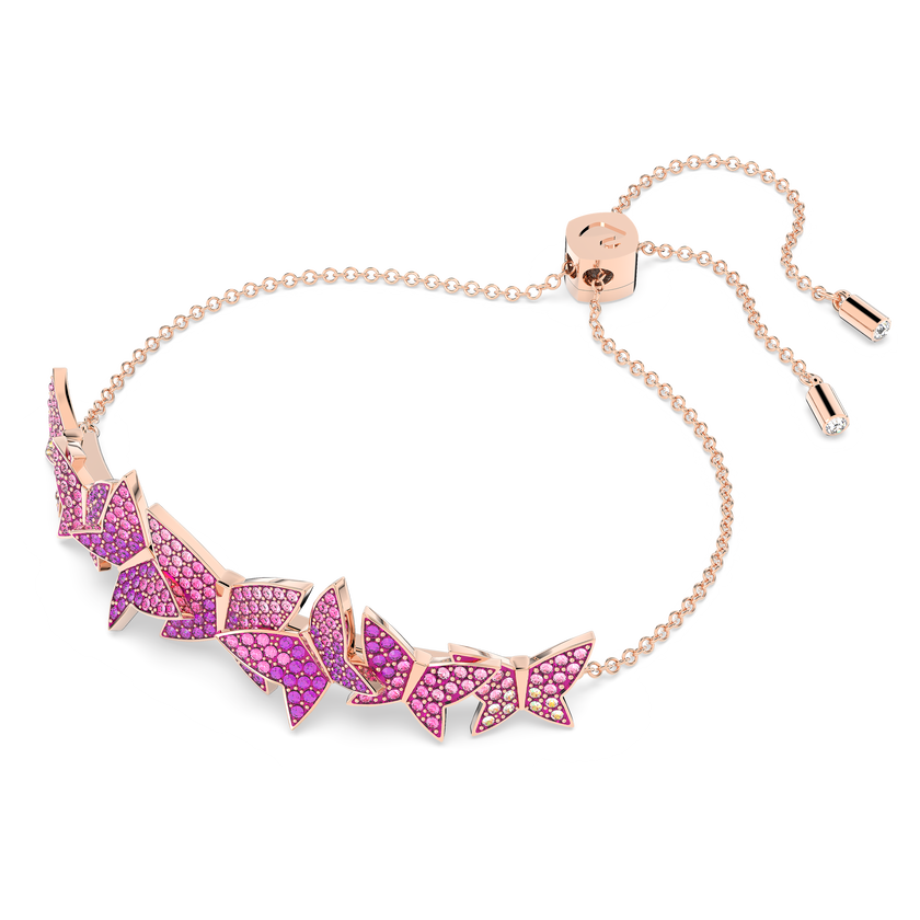 swarovski lilia bracelet  butterfly  pink  rose gold tone plated