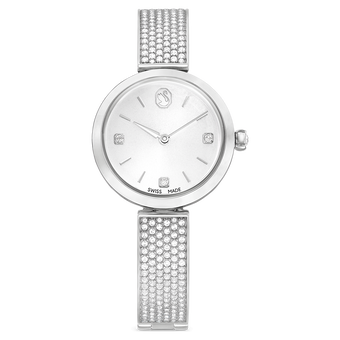 swarovski illumina watch swiss made metal bracelet silver tone stainless steel