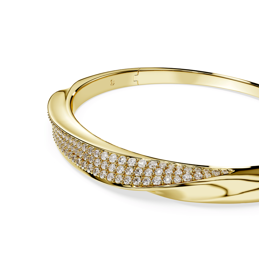swarovski classica bangle  round cut  white  sterling silver  18k gold finish