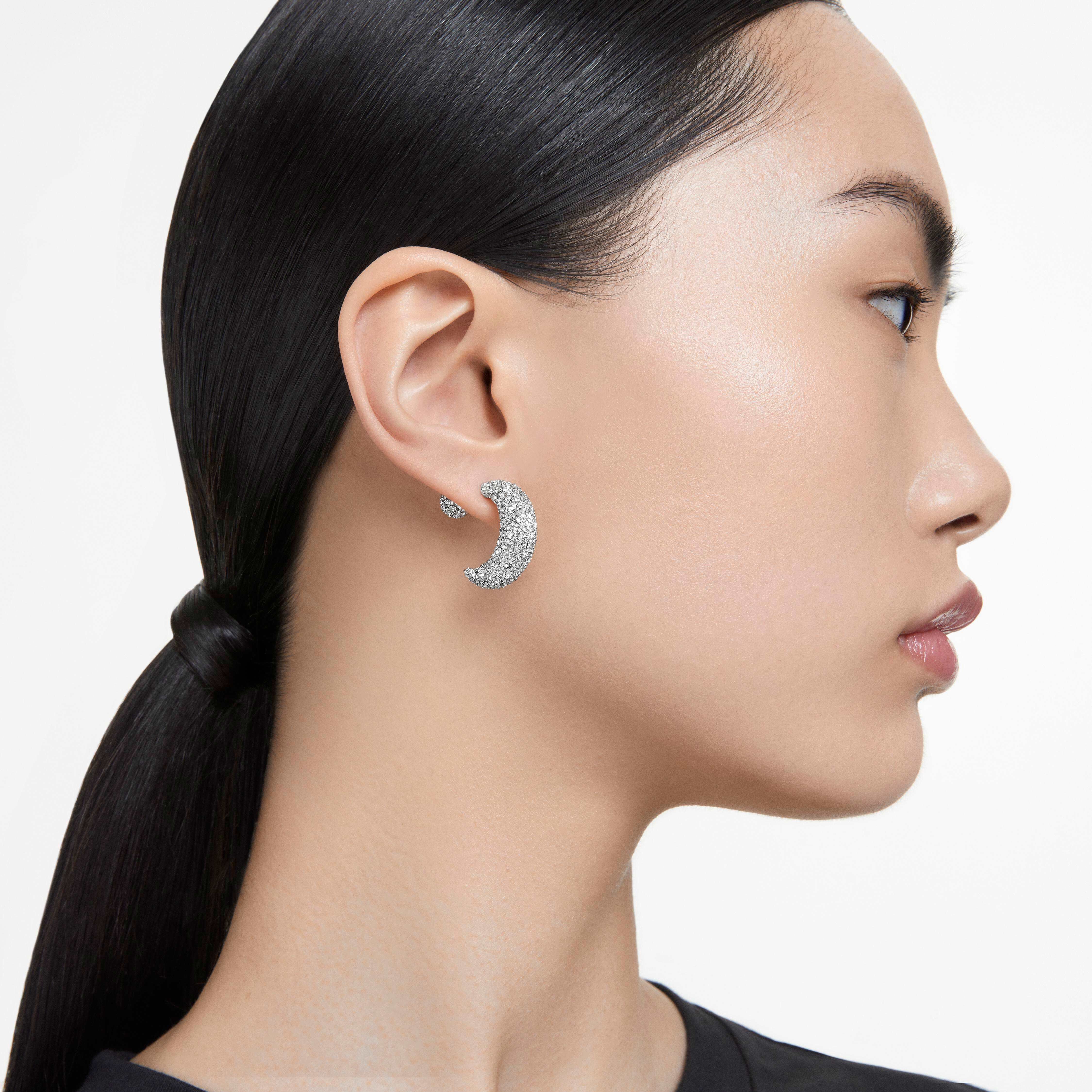 Buy Swarovski Luna drop earrings Moon White Rhodium plated