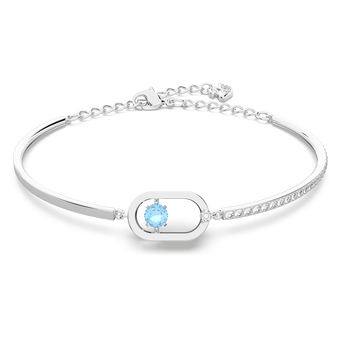 swarovski sparkling dance bracelet  round cut  oval shape  blue  rhodium plated
