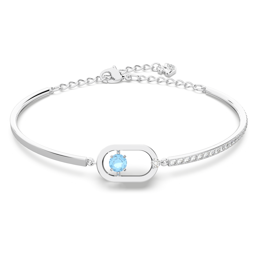 swarovski sparkling dance bracelet  round cut  oval shape  blue  rhodium plated