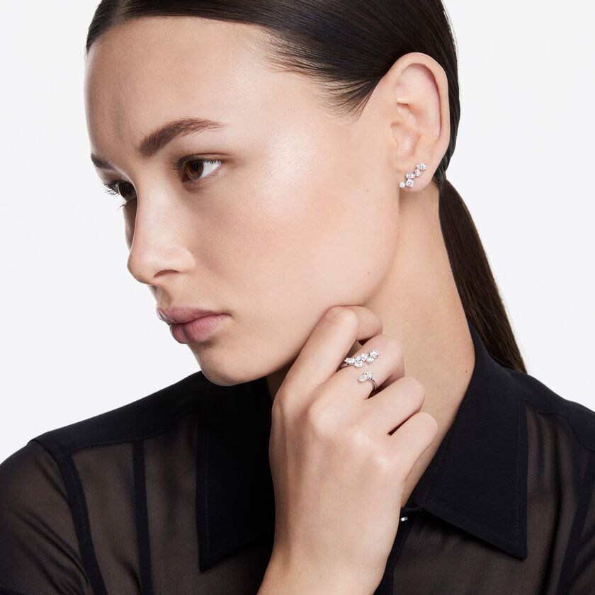 swarovski galaxy ear cuffs  lab grown diamonds 1 25 ct tw  mixed shapes  18k white gold