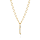 Botanical Y Necklace, White, Gold-tone plated
