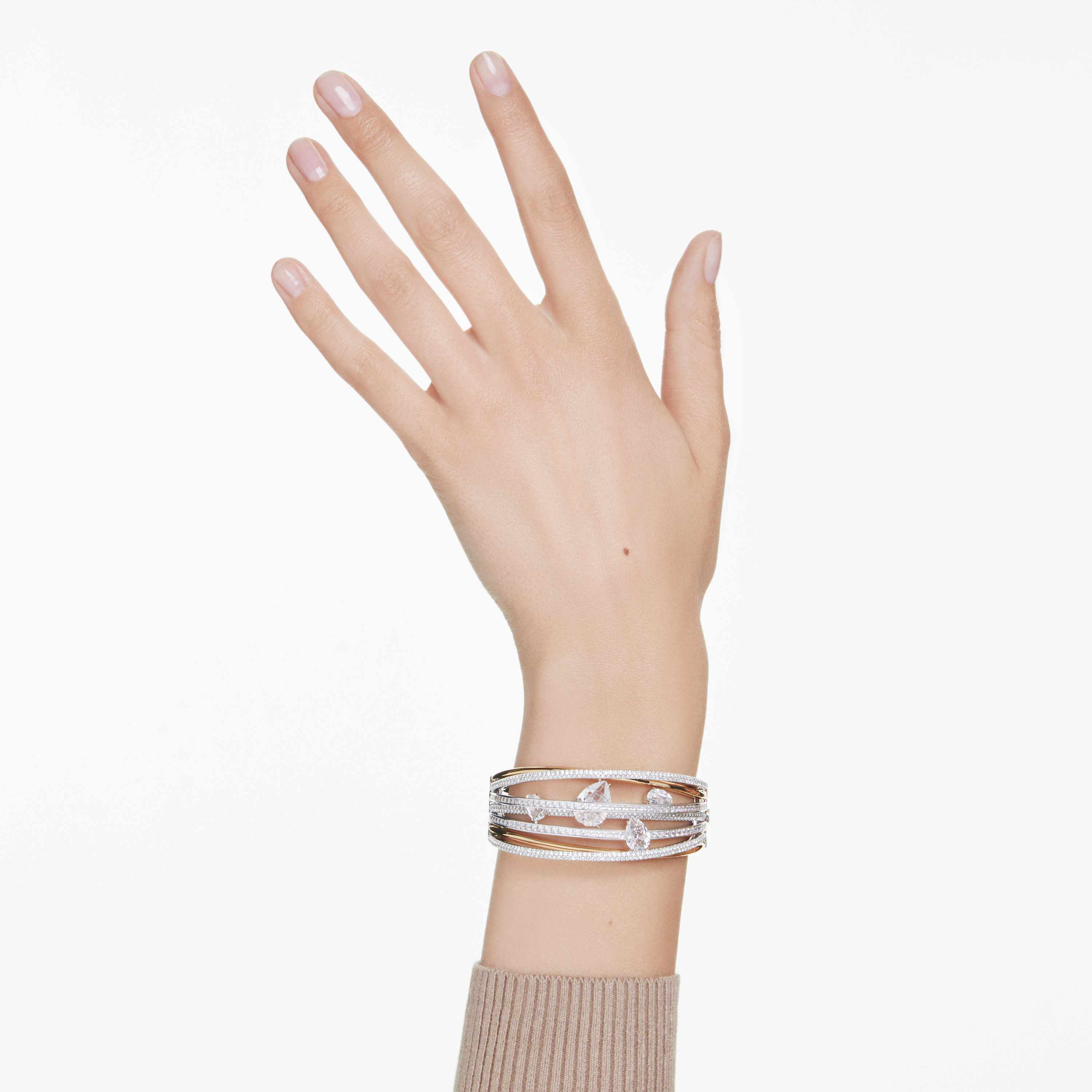 Buy Swarovski Hyperbola bangle, Round cut, White, Mixed