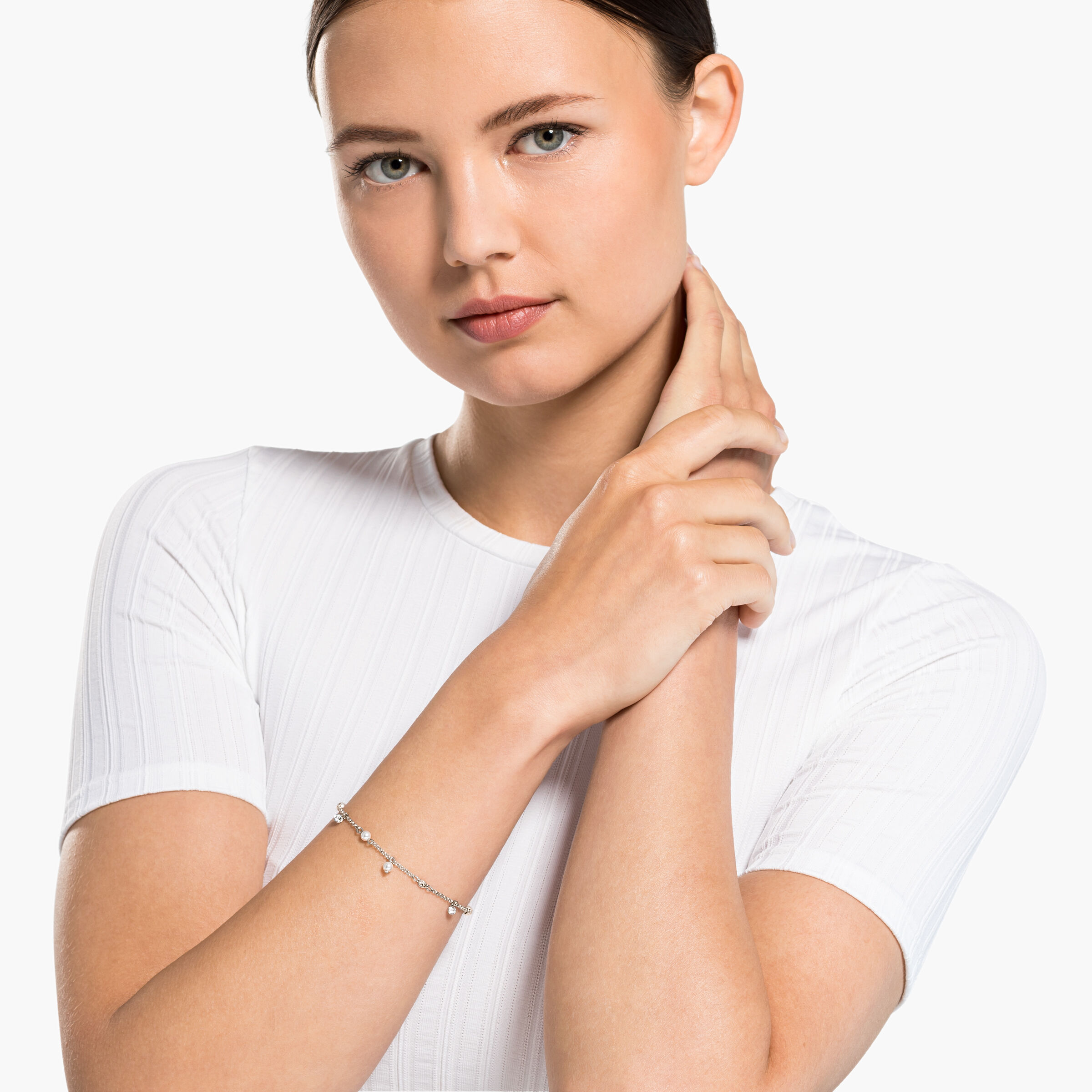 Swarovski Remix Collection Delicate Pearl strand Magnetic closure White Rhodium plated