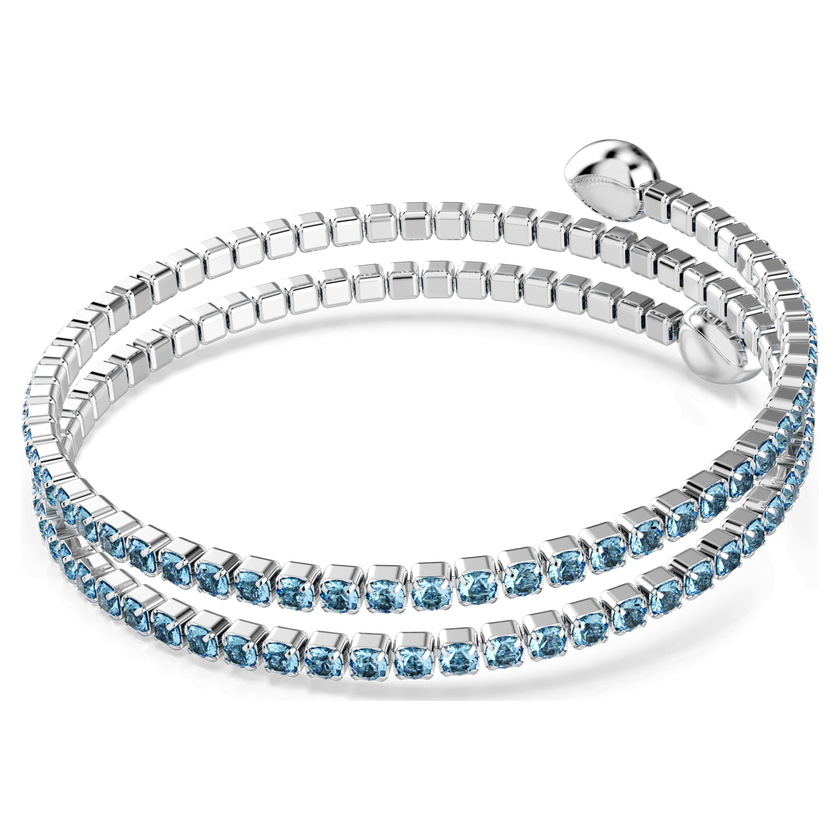 swarovski twisty cuff  mixed cuts  blue  rhodium plated