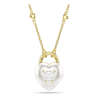 swarovski idyllia pendant  mixed cuts  heart  white  gold tone plated