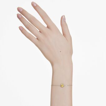 swarovski birthstone bracelet  square cut  november  yellow  rhodium plated