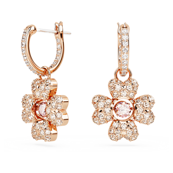 swarovski idyllia drop earrings  clover  white  rose gold tone plated