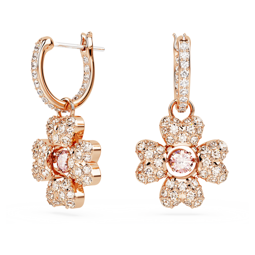 swarovski idyllia drop earrings  clover  white  rose gold tone plated