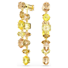 swarovski gema drop earrings asymmetrical design mixed cuts long yellow gold tone plated