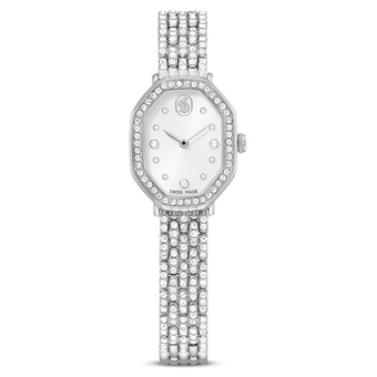 swarovski dextera octagon watch  swiss made  metal bracelet  silver tone  stainless steel