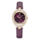 Stella Watch, Leather Strap, Dark Red, Rose Gold Tone
