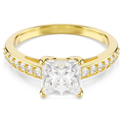 swarovski attract ring  square cut  pav   white  18k gold finish