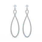 Swarovski Infinity Hoop Pierced Earrings, White, Rhodium plated