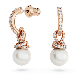swarovski originally drop earrings  white  rose gold tone plated