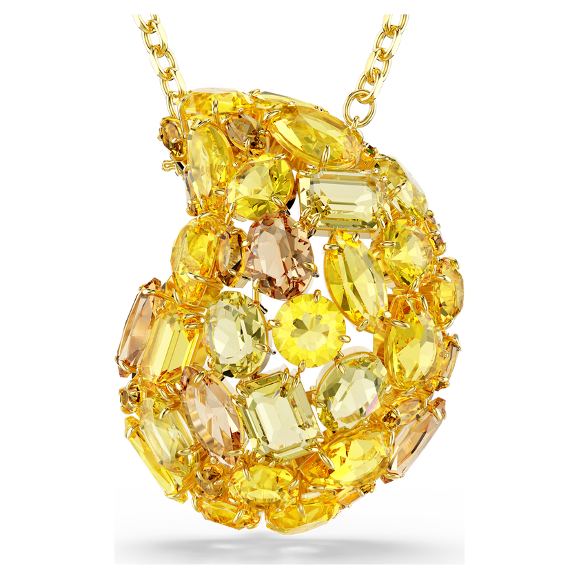 swarovski gema pendant and brooch  yellow  gold tone plated