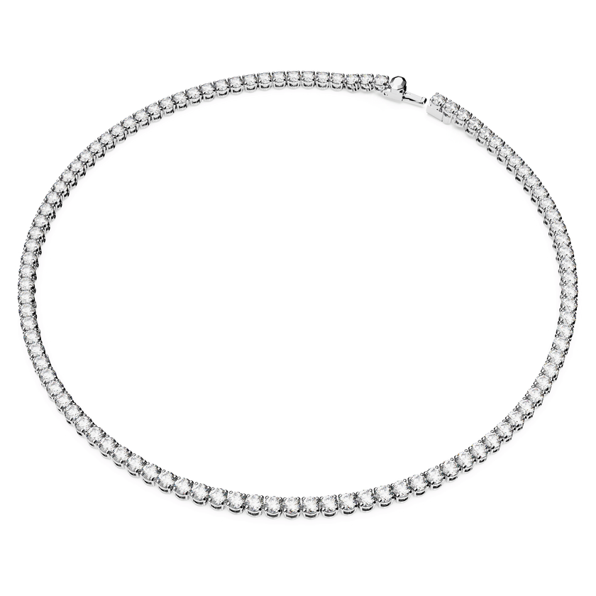 swarovski matrix tennis set  round cut  white  rhodium plated