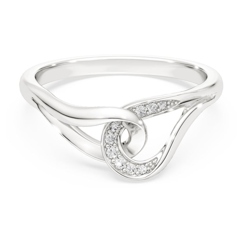 swarovski classica ring  round cut  interlocking  white  sterling silver