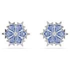 swarovski magic stud earrings snowflake blue rhodium plated