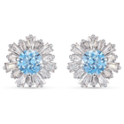 swarovski sunshine pierced earrings blue rhodium plated