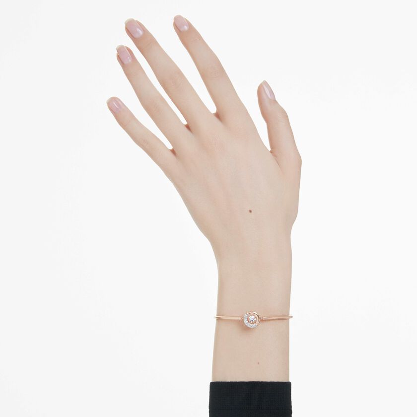 swarovski dextera bangle  round cut  white  rose gold tone plated