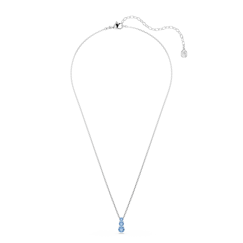swarovski stilla attract pendant  round cut  blue  rhodium plated