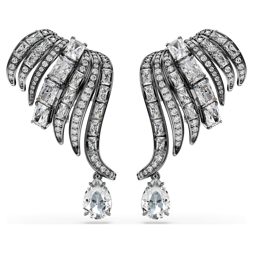 swarovski the vienna collection ear cuffs  feather  white  ruthenium plated