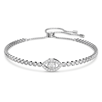 swarovski subtle bracelet  evil eye  white  rhodium plated