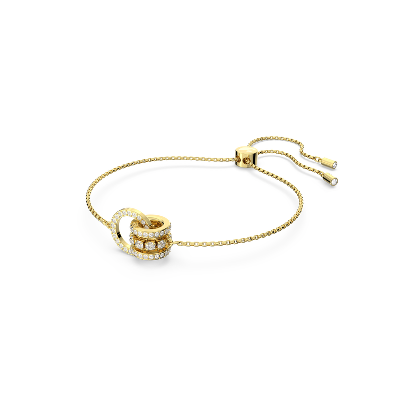 swarovski further bracelet  interlocking loop  white  gold tone plated