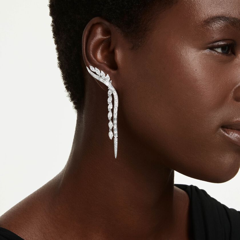 swarovski mesmera earrings  mixed cuts  white  rhodium plated