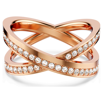 swarovski delta ring  round cut  white  rose gold tone plated