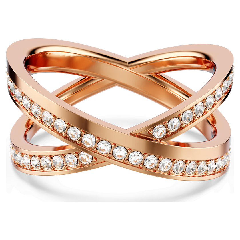 swarovski delta ring  round cut  white  rose gold tone plated