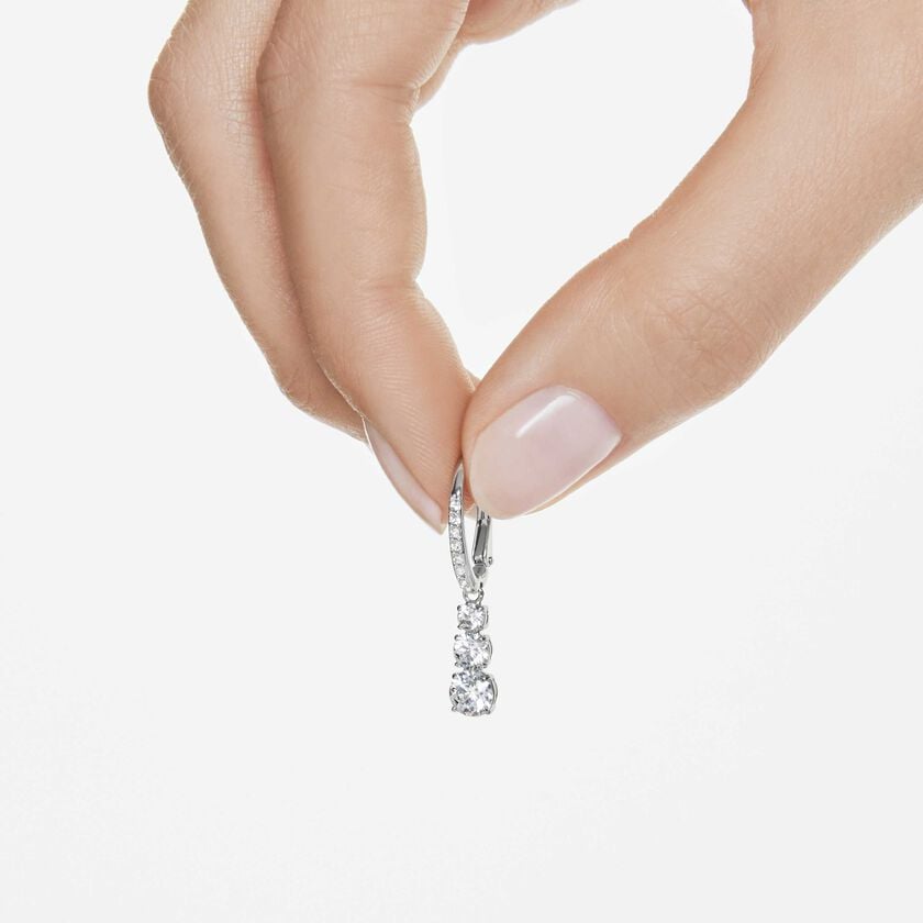 swarovski stilla attract hoop earrings  round cut  white  rhodium plated