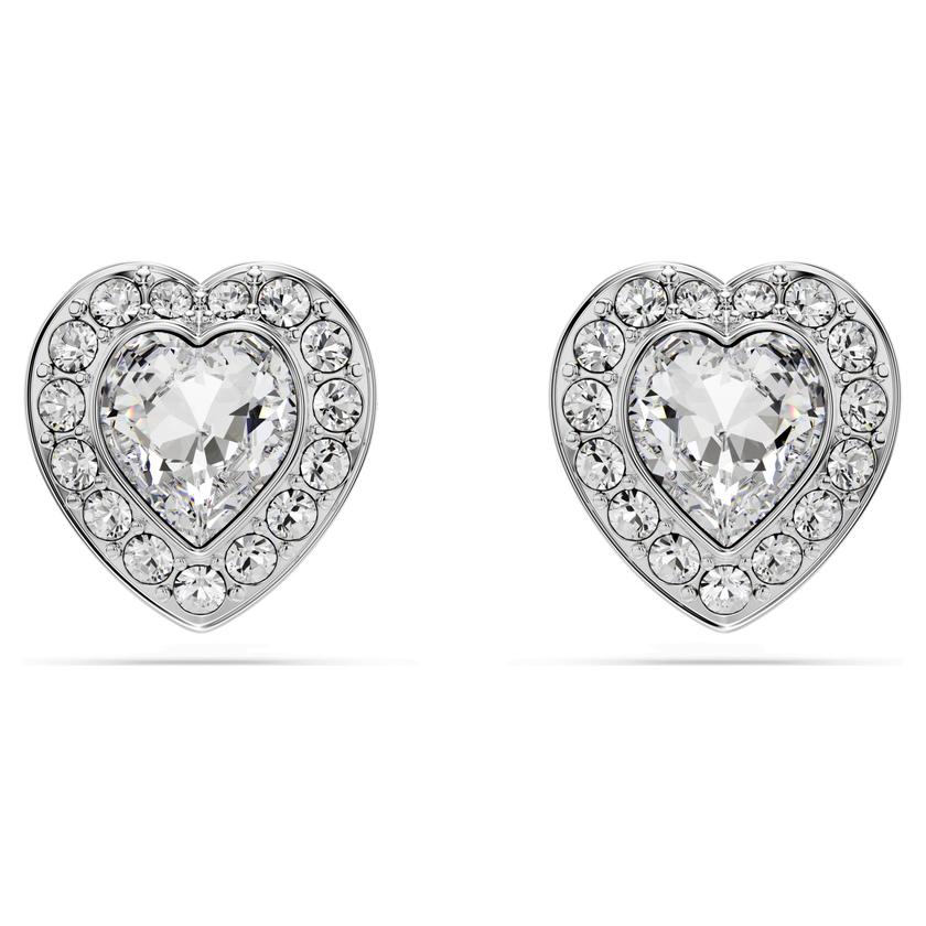 ariana grande x swarovski stud earrings  mixed cuts  heart  white  rhodium plated