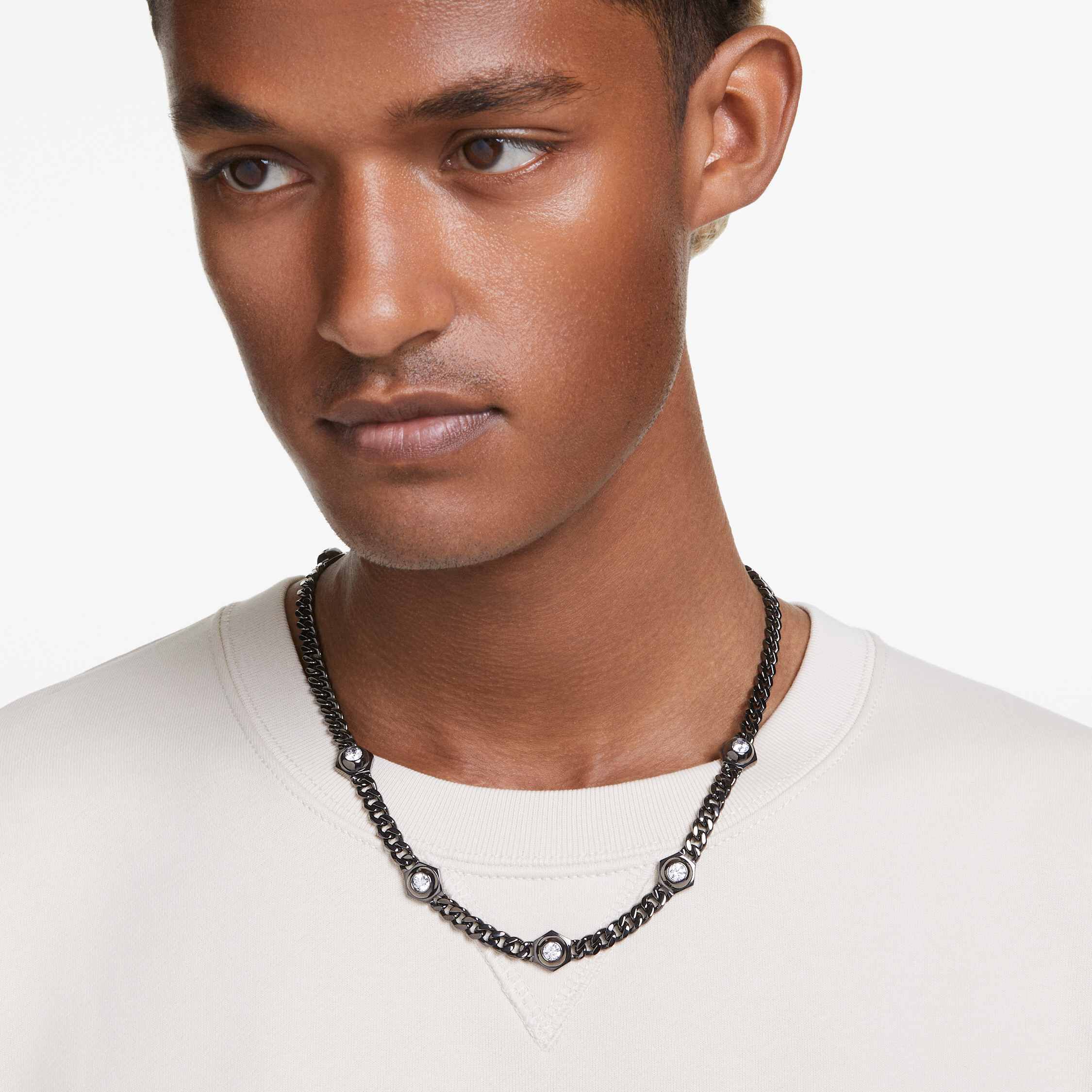 swarovski numina necklace  round cut  white  ruthenium plated