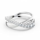 Twist Rows Ring, White, Rhodium plated